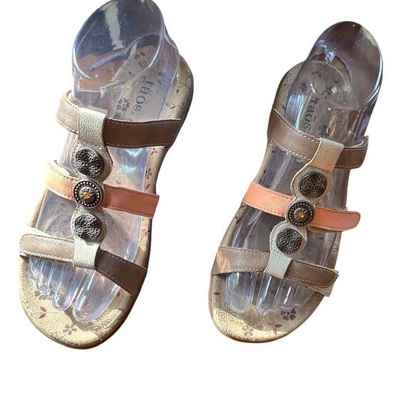 Taos Prize slide sandals, leather, 3 strap adjustable, women's size 7 - Picture 3 of 10